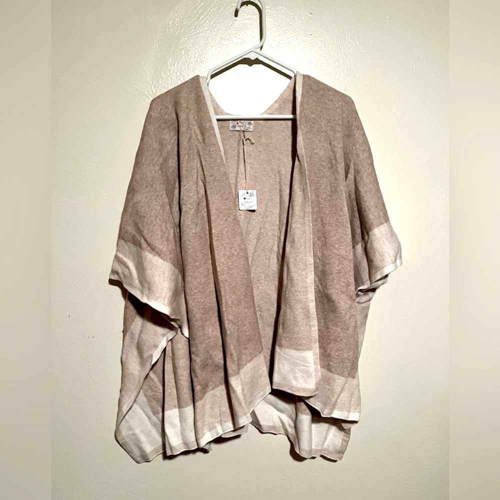 Poof Apparel Tan And Cream Shawl